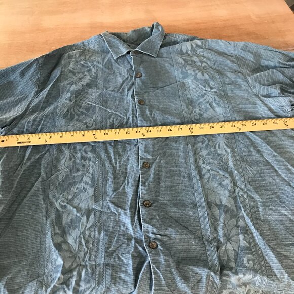 Tommy Bahama 100% Silk Hawaiian Shirt Men XXL Blue Floral Button Up Short Sleeve - Picture 7 of 12